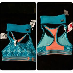 Youth Under Armour lot headband and sports bra