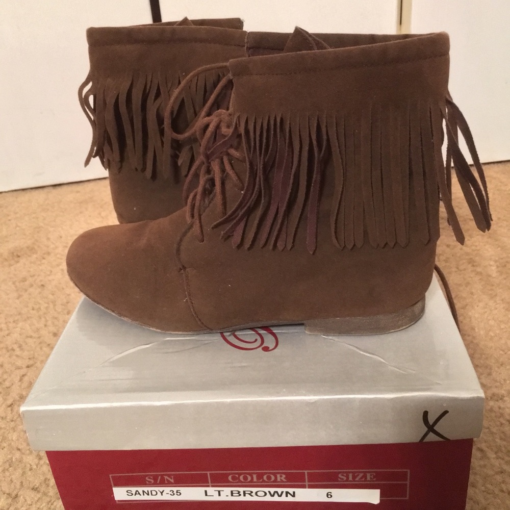Fringe ankle booties
