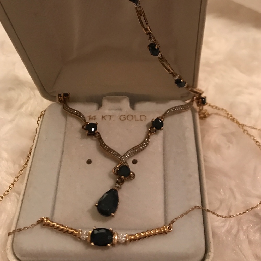 Blue sapphire & dia (will sell pieces separately)