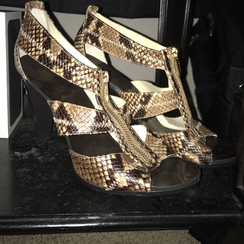 MK snake print heels