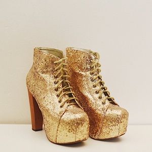 JEFFREY CAMPBELL LITA IN GOLD GLITTER