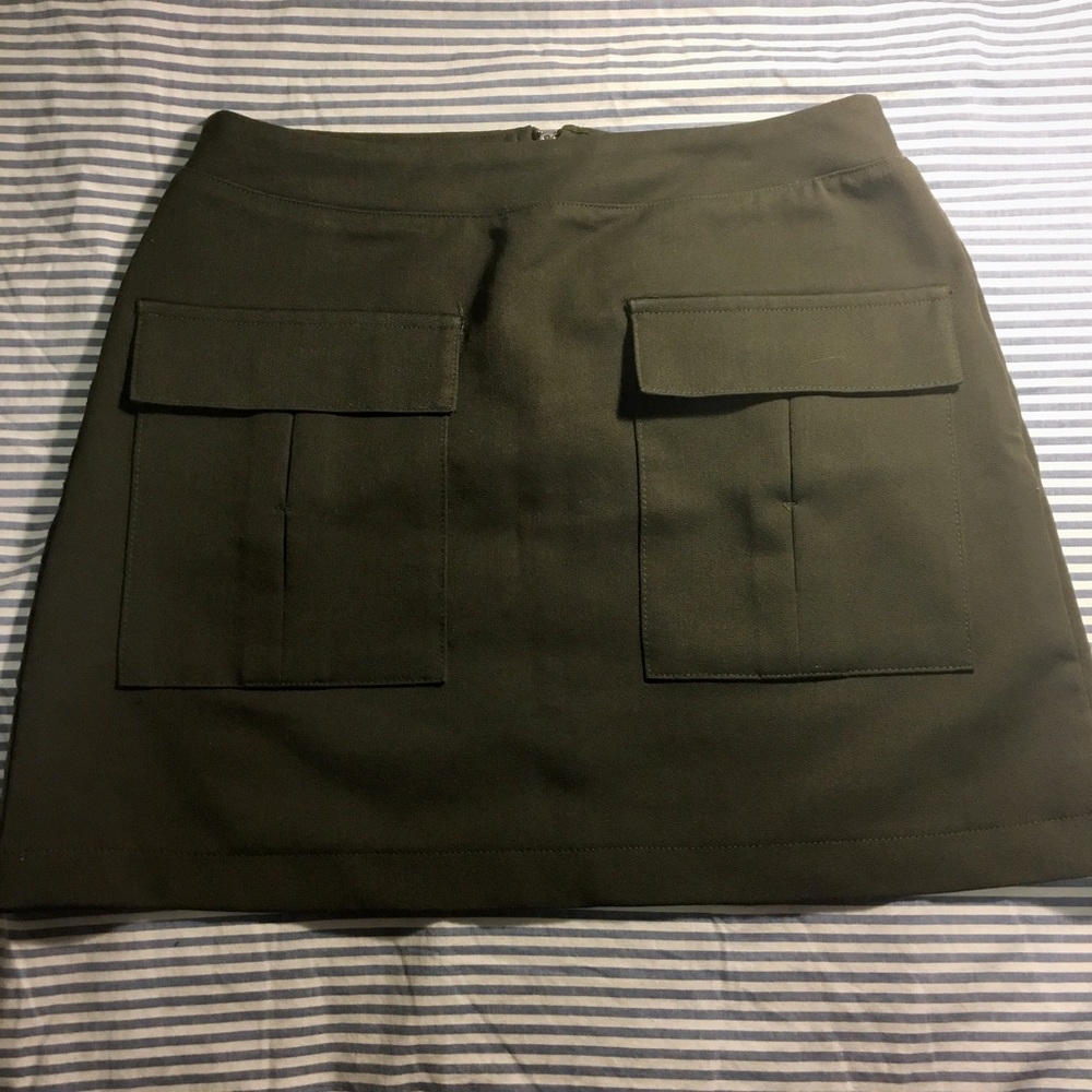 olive green military mini skirt