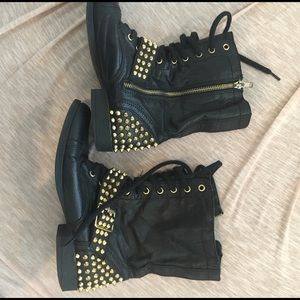 Steve Madden gold stud combat boots