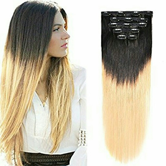 Human Hair Clip In Extension #1b /27 main image 4