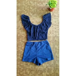 Crocheted flouncy crop top