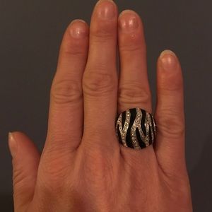 Black and rhinestone ring