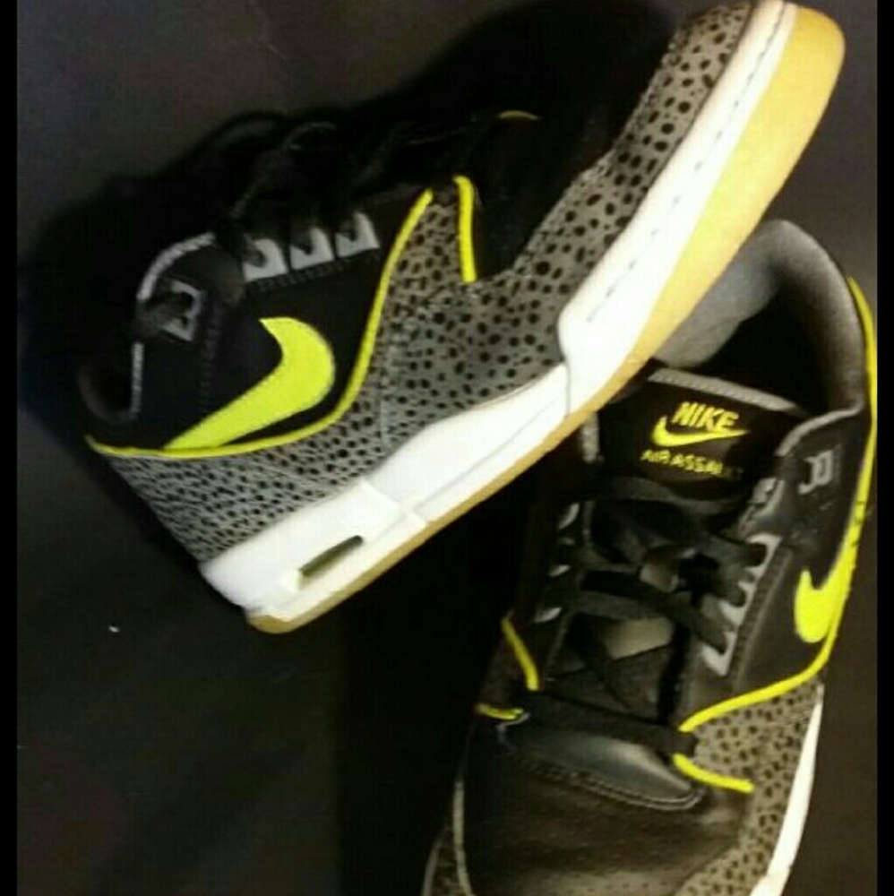 Air Nikes neon green with black cheetah