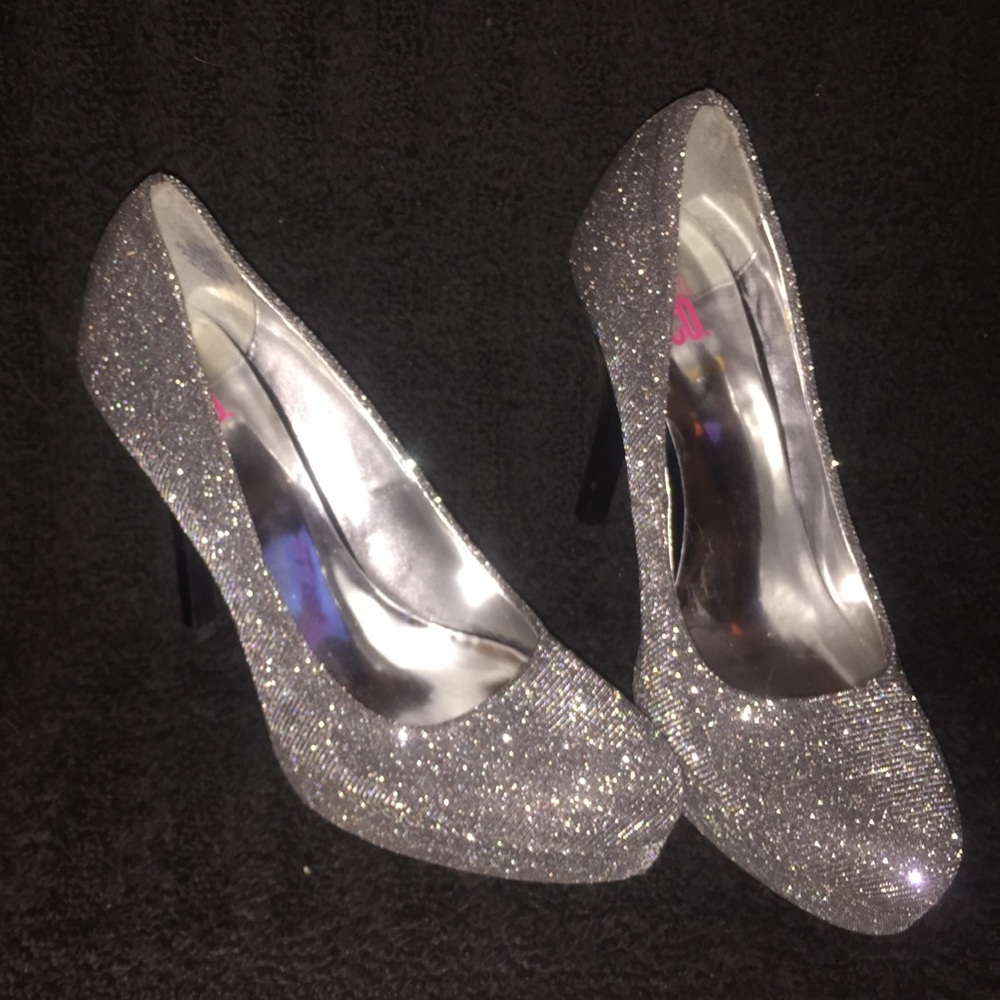 Silver Glitter Heels