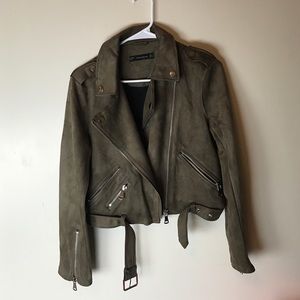 cropped suede moto jacket