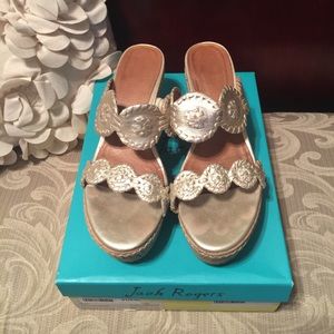 Jack Rogers Leigh Platinum Wedges 9M