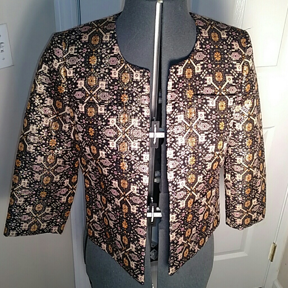 Arden B Multicolor 4 Pocket 3/4 Sleeve Jacket