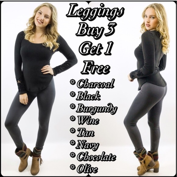 NWT Khaki Fleece Lined Soft Full Length Leggings - Picture 5 of 5