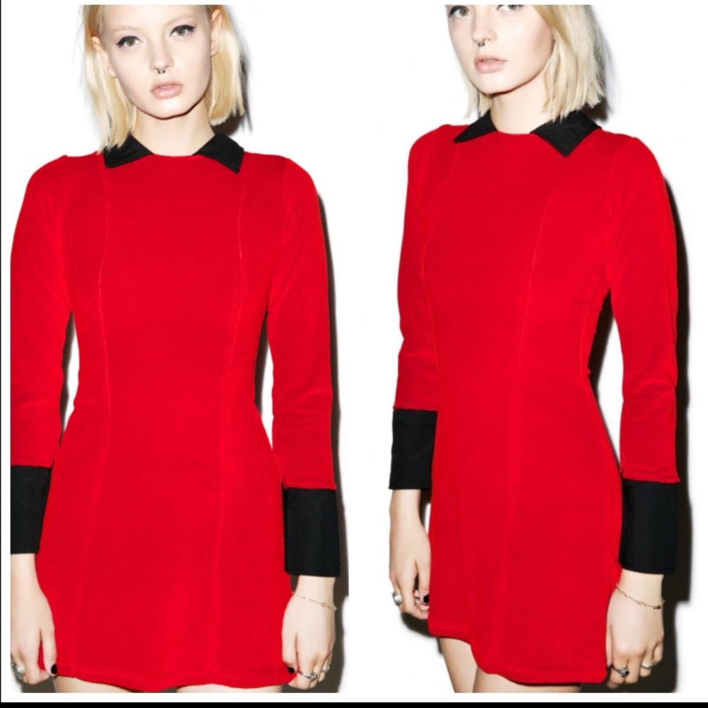 Killstar red velvet wednesday addams dress large