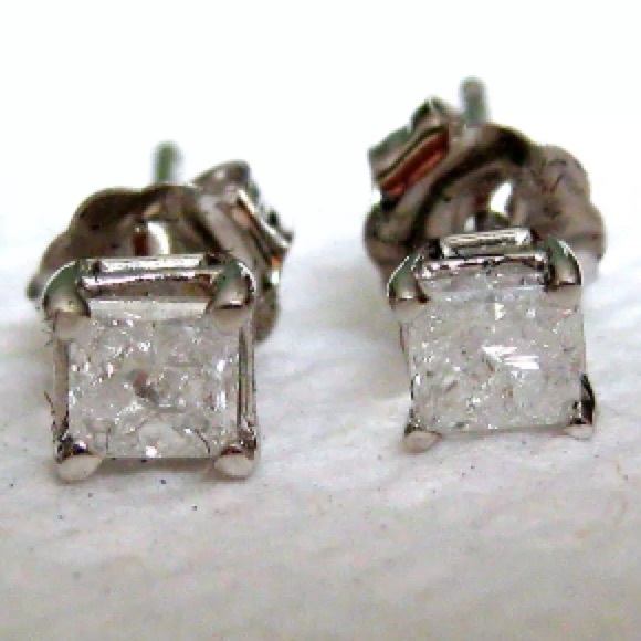 💎 1/3CT NATURAL Diamond 14K White Gold Studs - Picture 4 of 8
