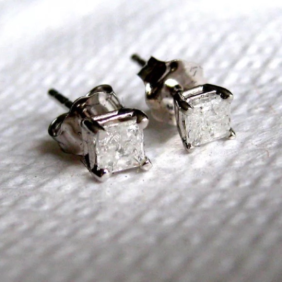 💎 1/3CT NATURAL Diamond 14K White Gold Studs - Picture 3 of 8