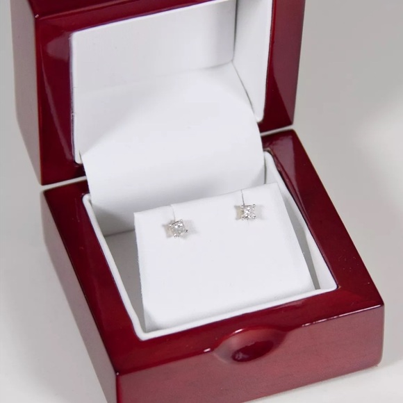 💎 1/3CT NATURAL Diamond 14K White Gold Studs - Picture 2 of 8