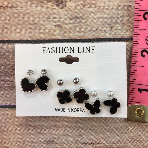 6 pcs Earrings Black and Silver - Picture 3 of 3