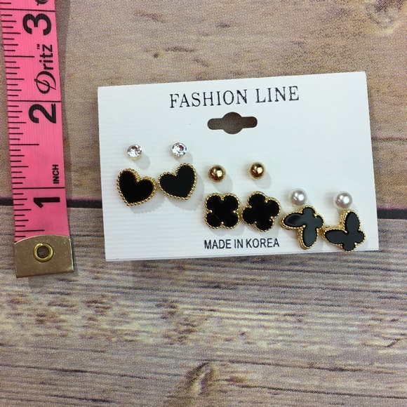 ❗️1-DAY SALE❗️6 pcs Earrings Set in Black and Gold - Picture 3 of 3