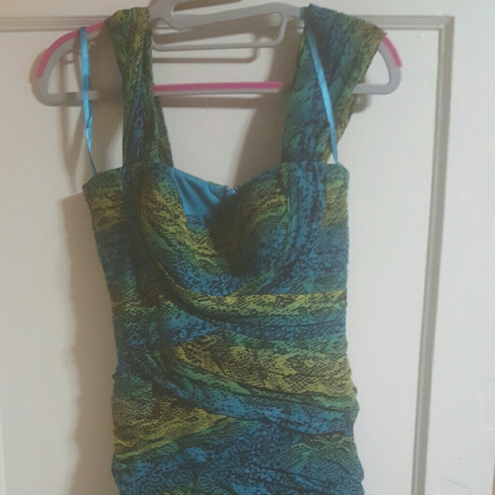 Bcbg "ivita" blue snakeskim dress