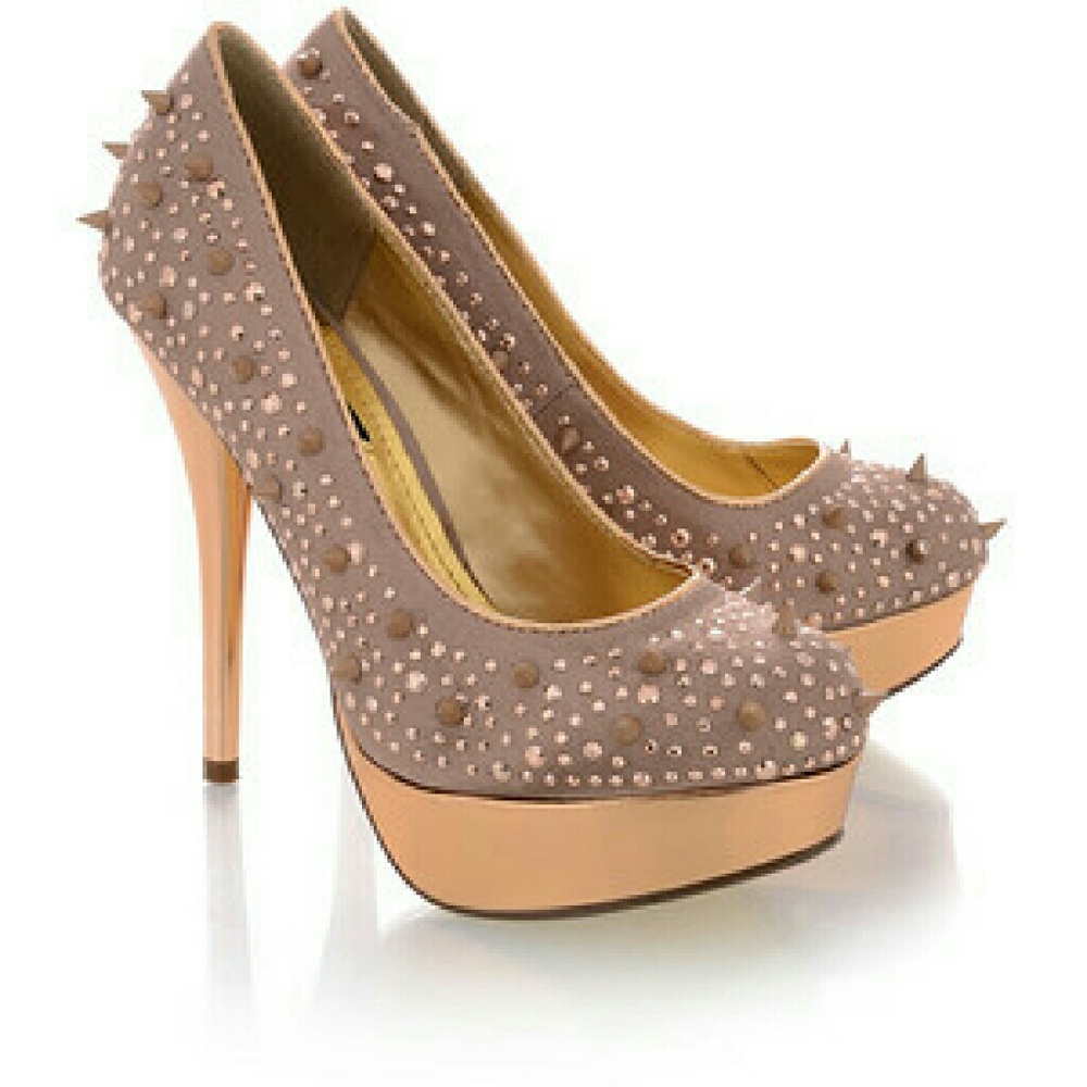 BLINK Angelita Rose Gold Studded Satin Pumps