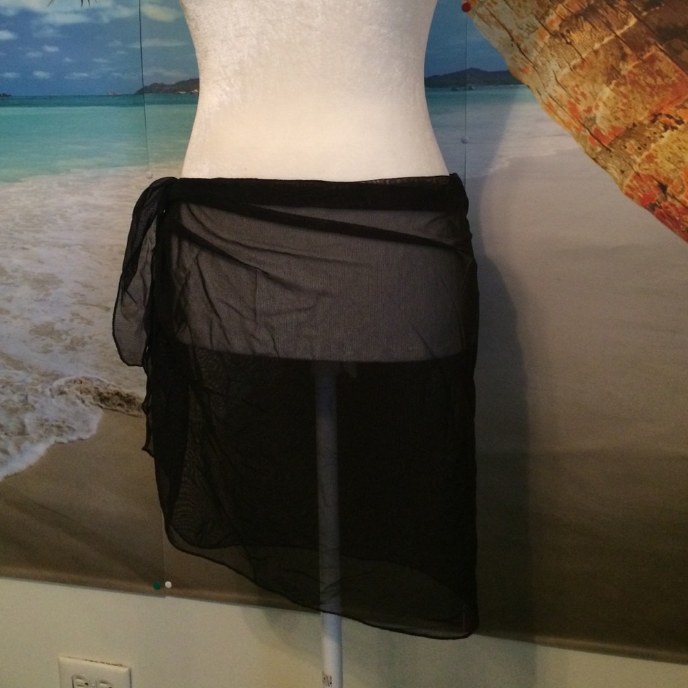 Swim wrap, cover up, black mesh