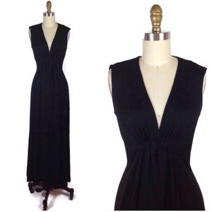 Black vintage maxi dress with keyhole
