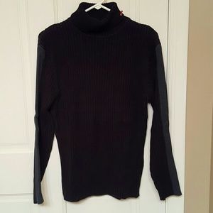 Men's black turtleneck sweater.