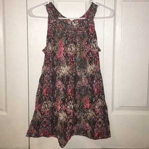 Pink leopard print sleeveless blouse