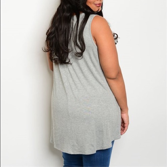3 LEFT! 1X, 2X, 3X Flattering Heather Gray Tank - Picture 3 of 3