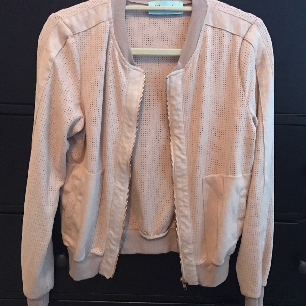 Lilly Rain Perforated Faux Suede Bomber Jacket