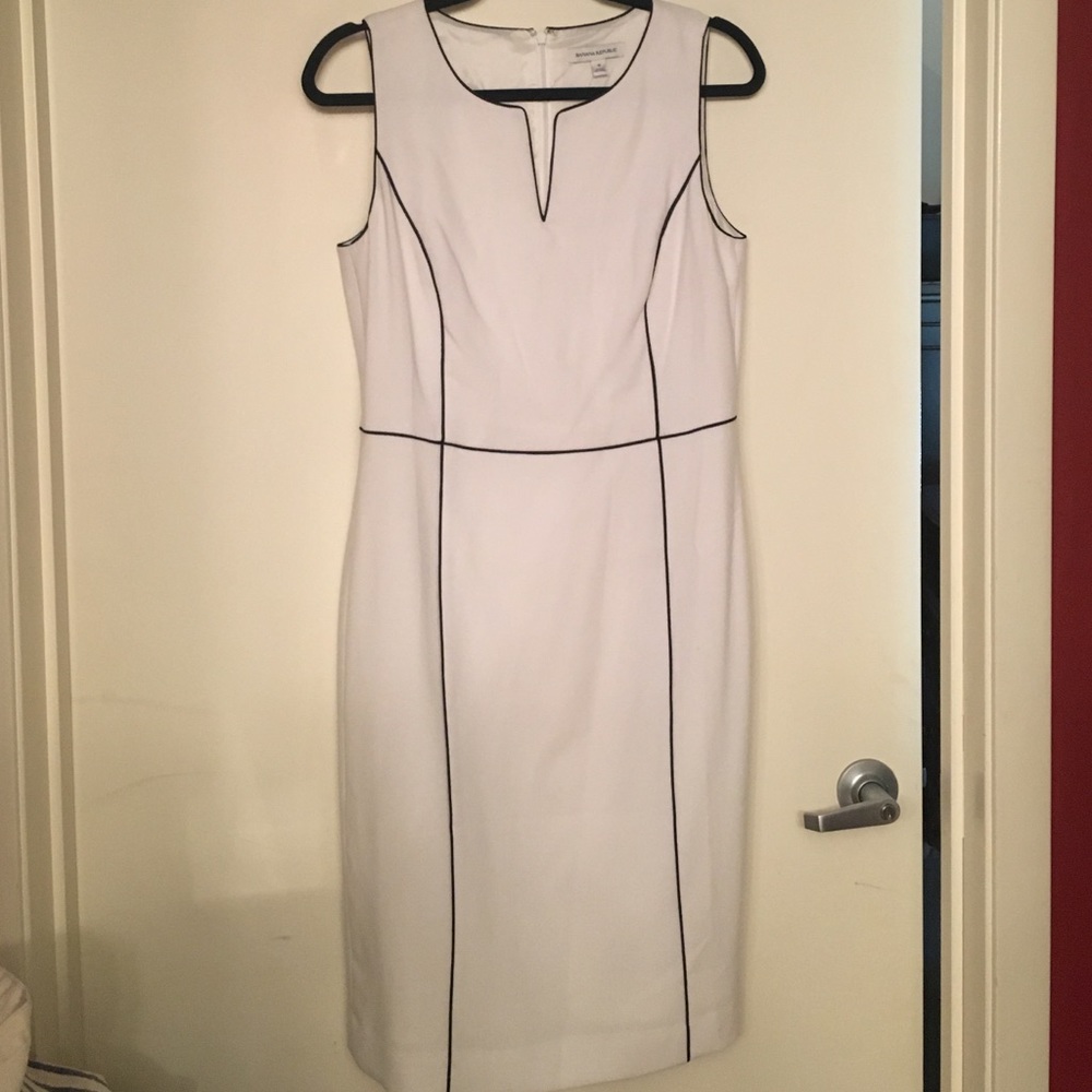 New White dress with black trim