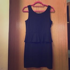 Simple black peplum dress