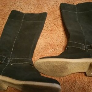 Lands' End Black tall suede boots