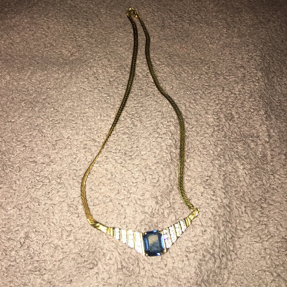 Gold plated necklace with stones