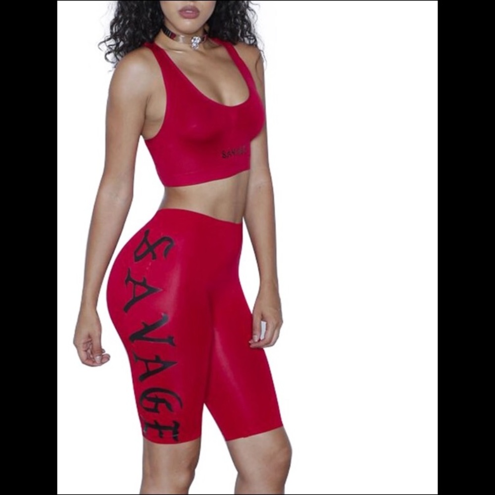 Red savage two piece short set