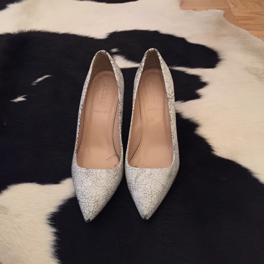 J. Crew crackled print pumps. 3". 6.5.