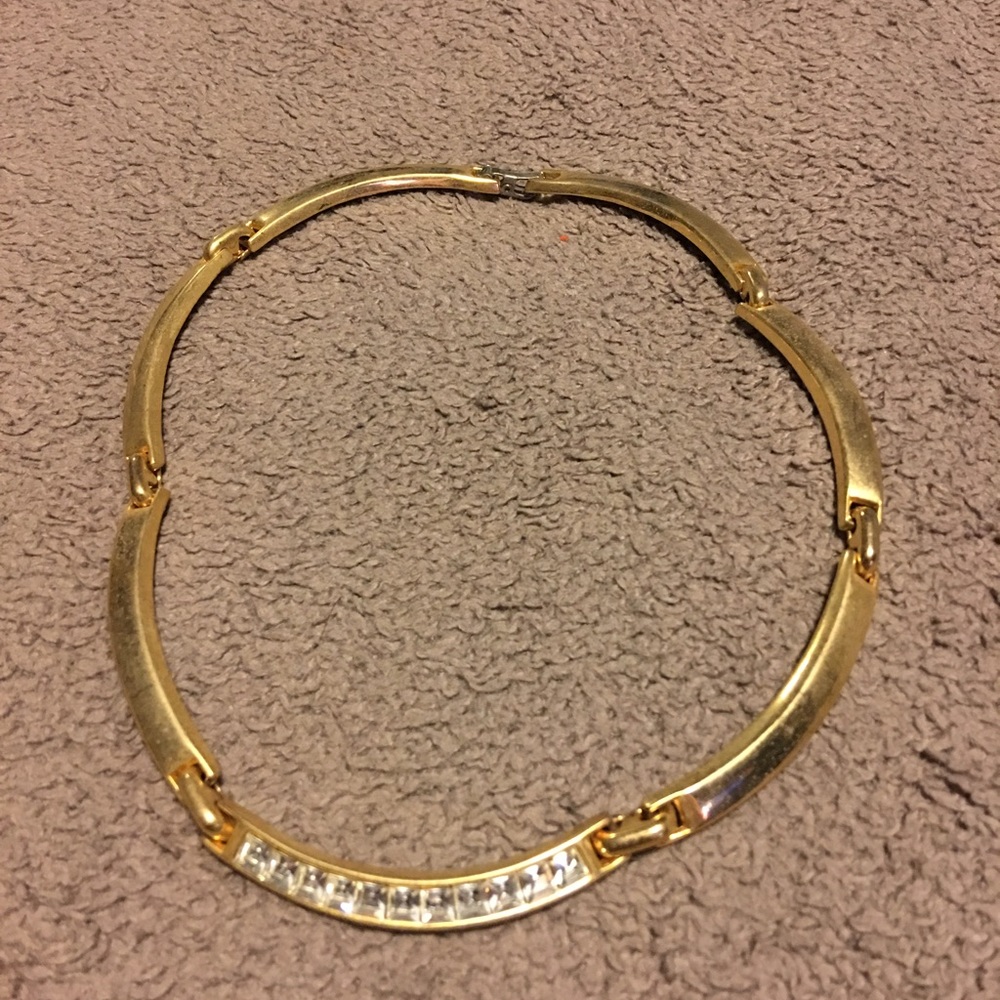 Gold plated necklace with diamonds
