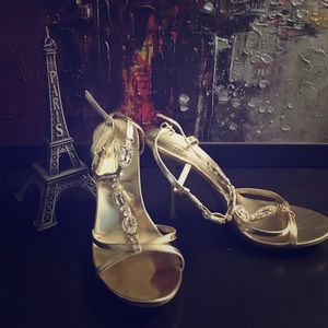 ✨Gold Jewel Heels Sandals ✨