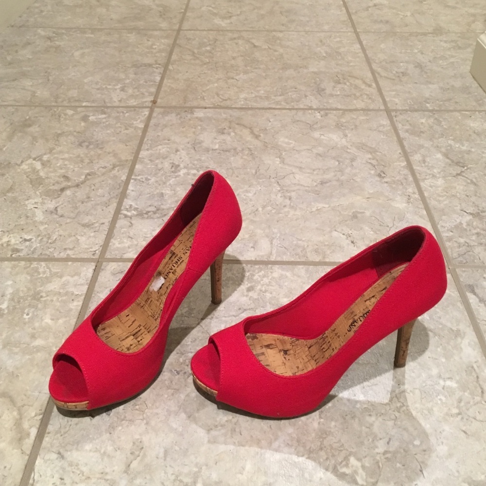 Red cork heels