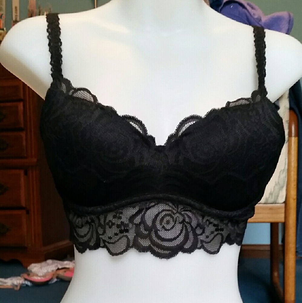 Victoria's secret pink black lace bralette