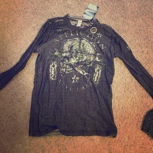 Men's affliction reversible LS shirt sz L