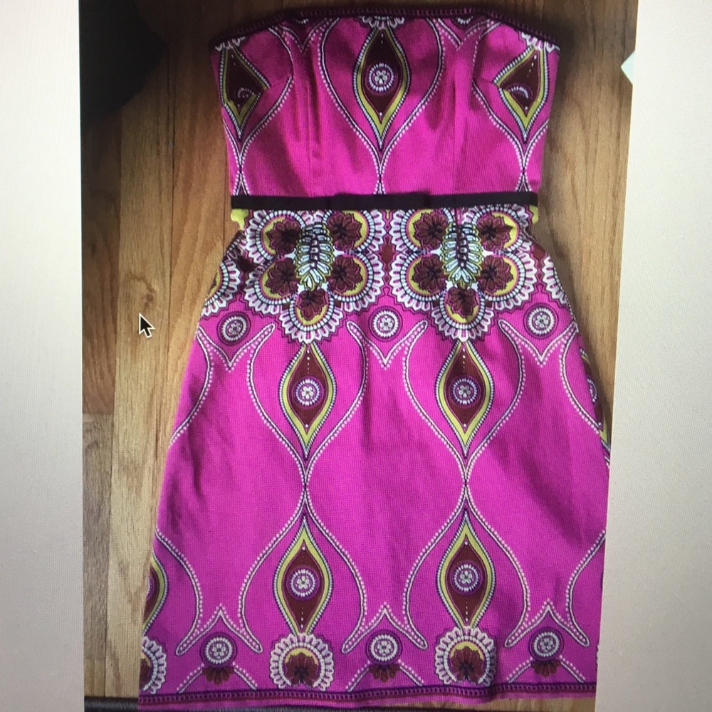Pink Paisley Strapless Dress