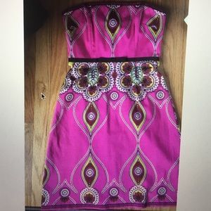 Pink Paisley Strapless Dress