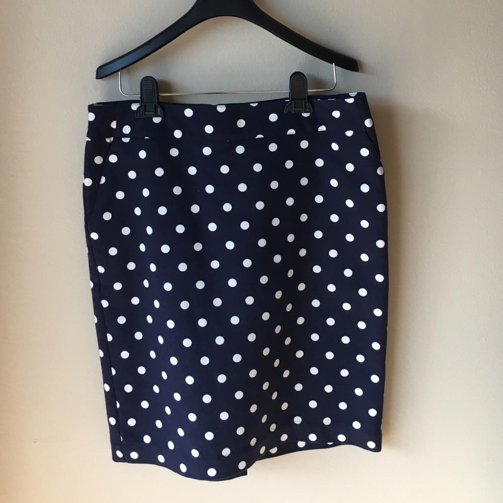 Navy Blue Polka Dot Skirt - Merona - Size 8