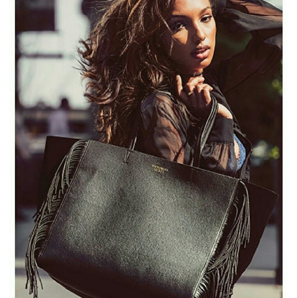 Victoria Secret black fringe bag