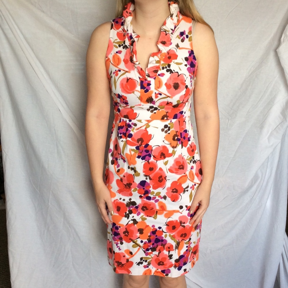 London Times White Floral Print Dress