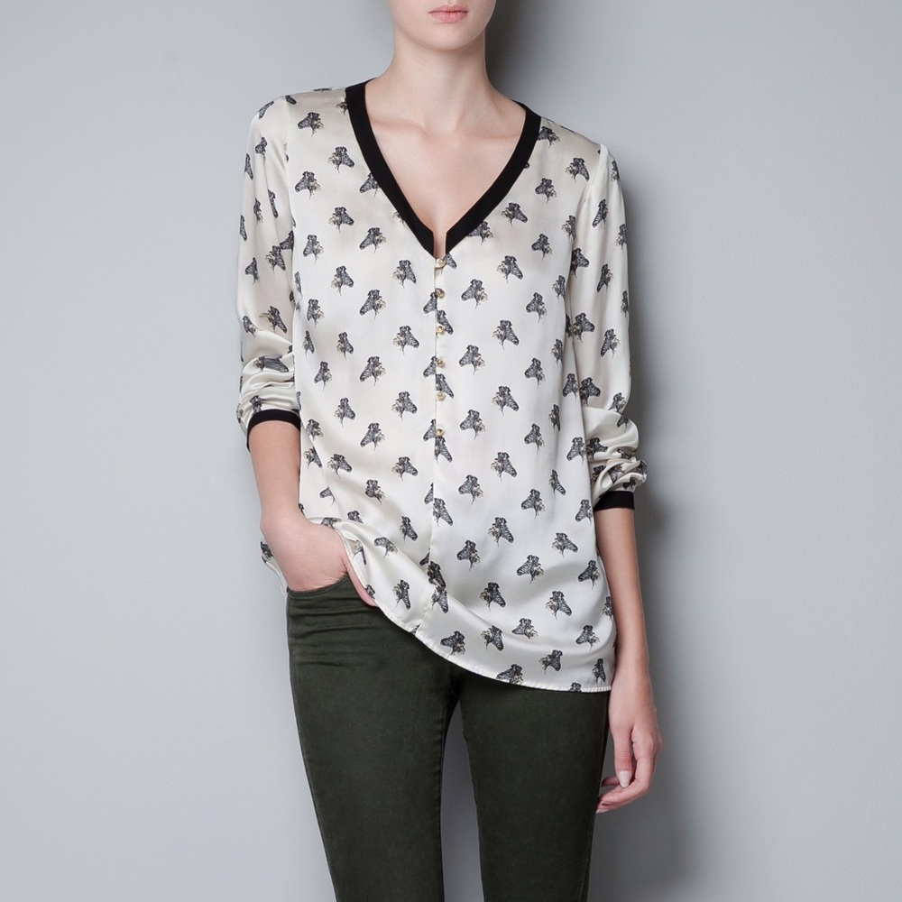 Silk Zara zebra print shirt .