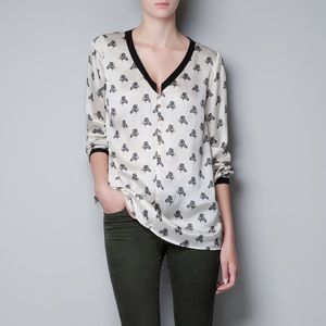 Silk Zara zebra print shirt .