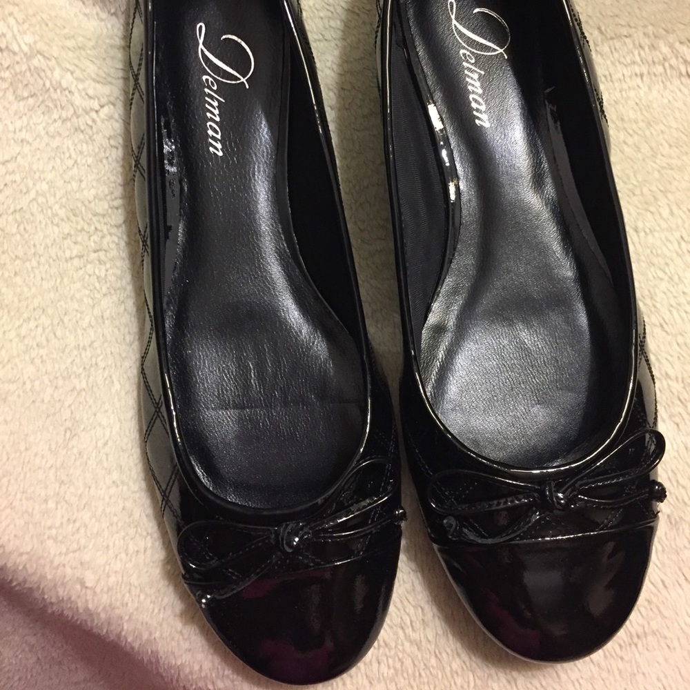 Delman Willa Flat - Quilted Black Patent.