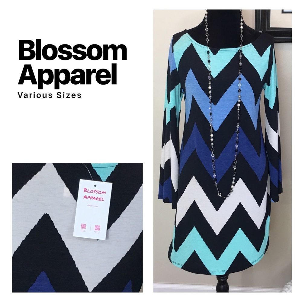 LAST ONE! Chevron Bell Sleeve Dress